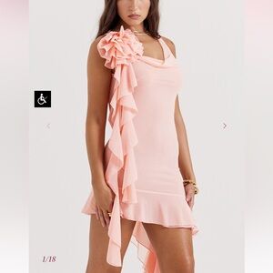 House of CB Peach Mini Dress with Ruffle Detail